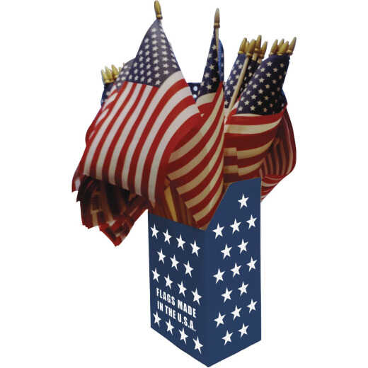 Valley Forge 8 In. x 12 In. Polycotton American Stick Flag Counter Display (48-Piece)